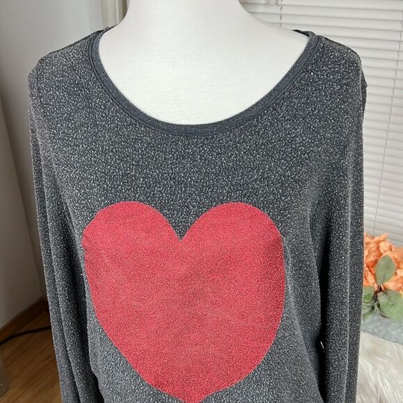 Wildfox Sparkle Heart Jumper Sweatshirt Gray Sz Small - Picture 3 of 8